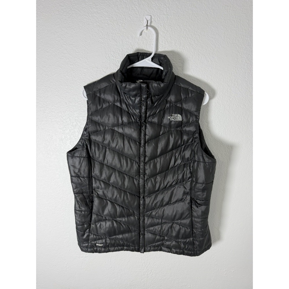 The North Face 550‎ Puffer Vest Women's Large Black Quilted Full Zip Jacket